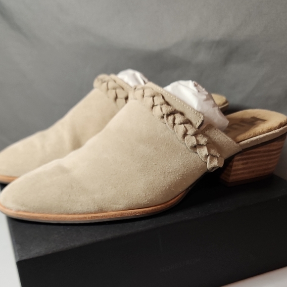 Hush Puppies Shoes - Hush Puppies Tan Suede Mules with Braided Accent